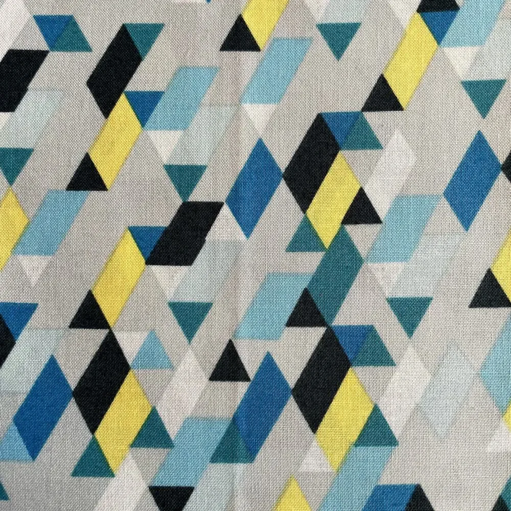 Lizzy House Constellations Blue Yellow Triangles Half Yard Quilting Fabric